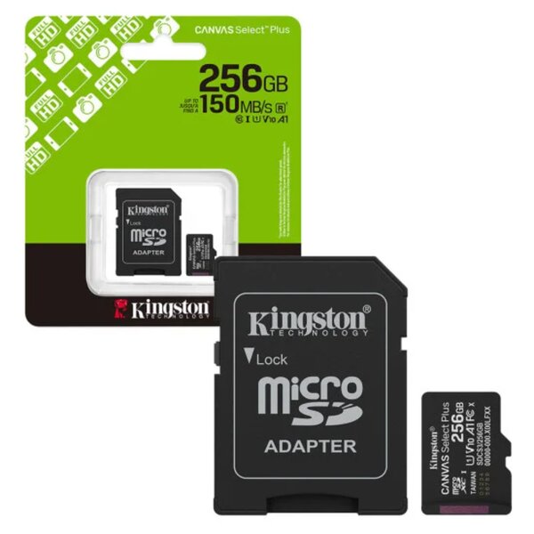 256GB Micro SD Memory Card Kingston Canvas Select Plus with adaptor Class 10 (SDCS3/256GB)