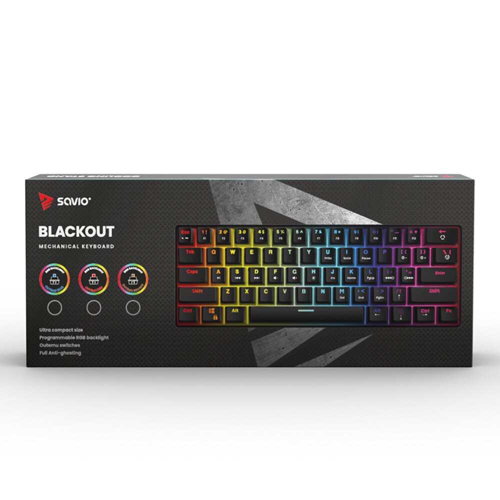 Savio Blackout Mechanical Gaming Keyboard With RGB Backlight and Red Keys