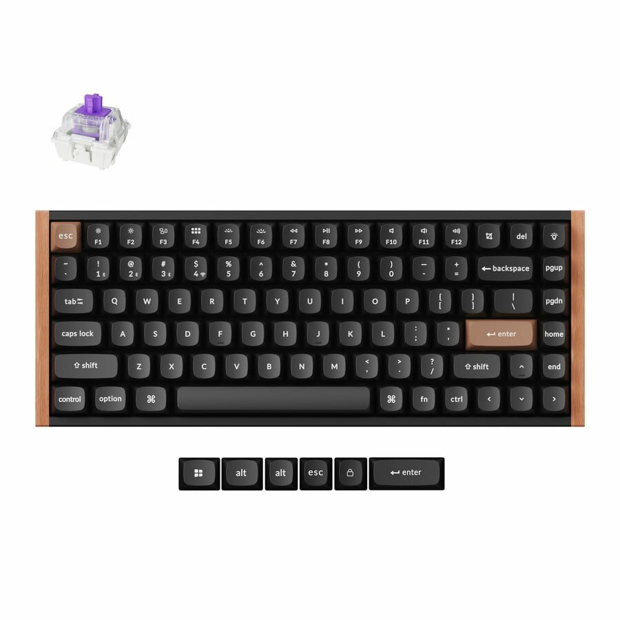 Keychron K2 HE (K2H-F1) Wireless Magnetic Hall Effect RGB Keyboard 75% US Lay. Special Wood Edition (Black)