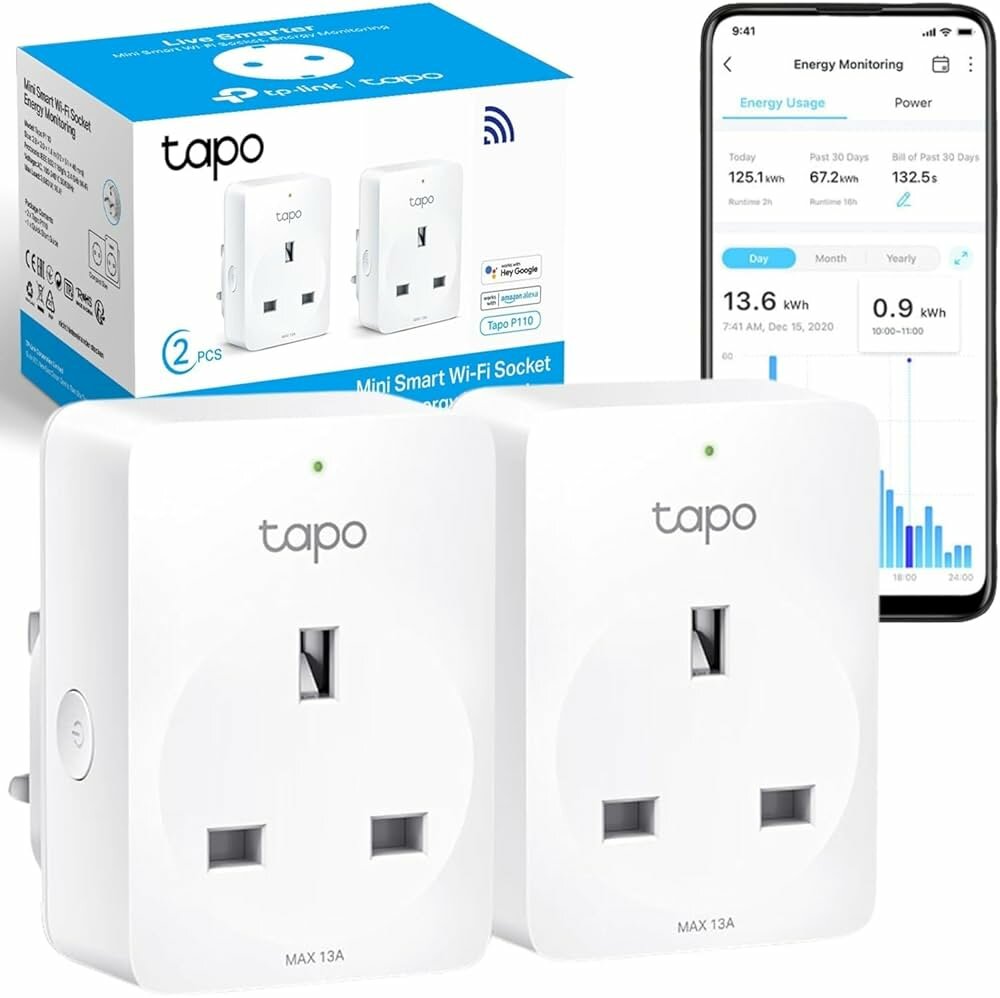 TP-LINK TAPO P110 (2-Pack) WiFi Smart Power Plug Socket Energy Monitoring