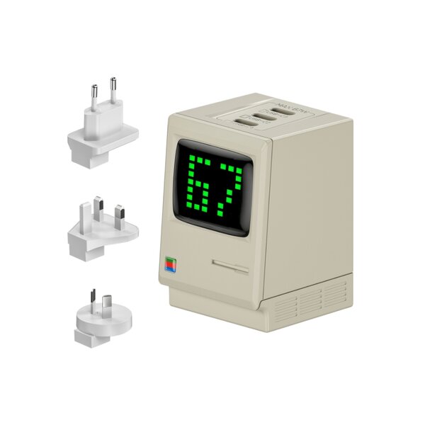 Sharge Retro 67 67W 3×USB-C Outputs GaN Charger (Multi-Plug) (CDT-SG-67-3C- SZY-MI)