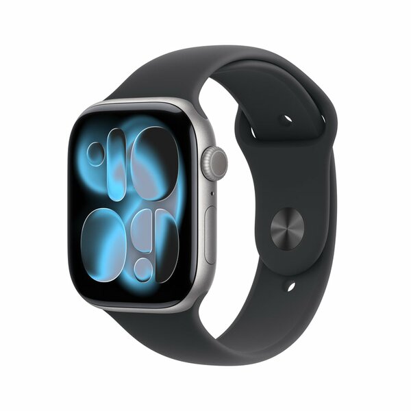 Apple Watch Series 11 2025 GPS 42mm Space Grey Aluminium Case with Black Sport Band M/L (MEQX4QL/A)