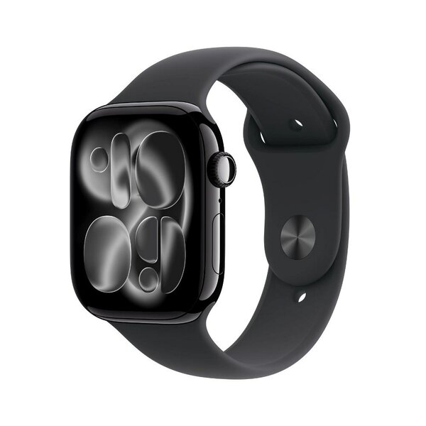 Apple Watch Series 11 2025 GPS 46mm Jet Black Aluminium Case with Black Sport Band M/L (MEUX4QL/A)
