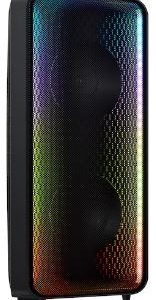 SAMSUNG SOUND TOWER BLUETOOTH 160W, CHANNEL 2, 4 SPEAKERS, BI-DIRECTIONAL SOUND, BUILT-IN BATTERY, WATER RESISTANT (IPX5), BUILT-IN PARTY LIGHTS, DJ EFFECTS, MP3/AAC/WAV/FLAC, CHANNEL 2, AUDIO X1, USB X1, WIRED/ WIRELESS, Black