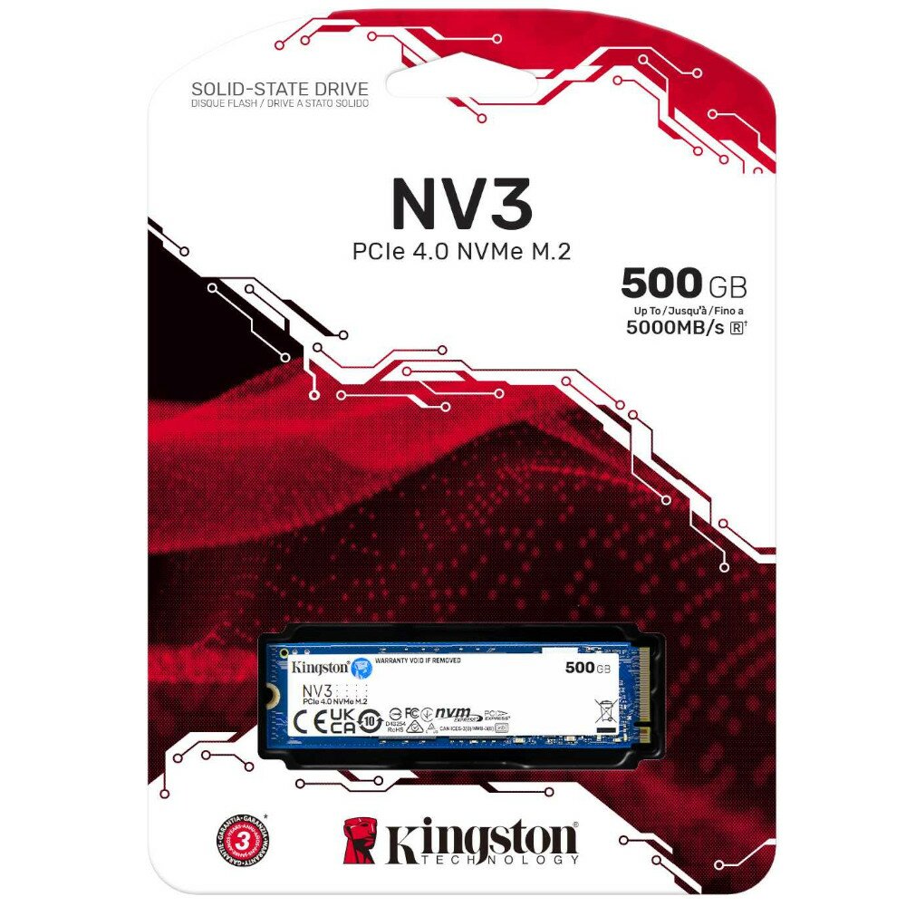 500GB M.2 SSD NVME Gen.4 Kingston NV3 5000/3000MB/s Read/Write speed (SNV3S/500G)