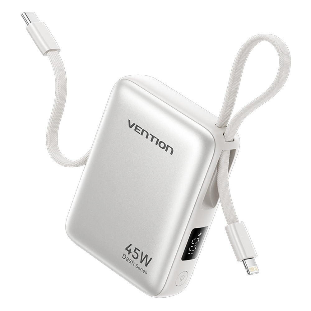 Vention Powerbank 10000mAh 45W Built-in USB-C & Lightning Cables FKMN0 Beige