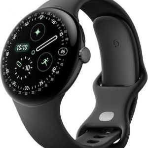 Google Pixel Watch 4 Aluminum 45mm with Heart Rate Monitor (Matte Black Aluminum) Case/Obsidian Active Band)