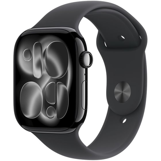 Apple Watch Series 11 GPS 46mm Jet Black Aluminum Case with Black Sport Band - M/L