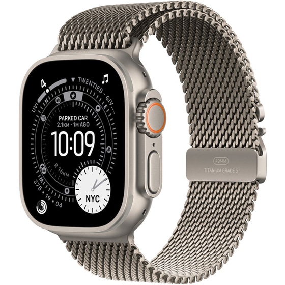Apple Watch Ultra 3 GPS + Cellular 49mm Natural Titanium Case with Natural Titanium Milanese Loop - S