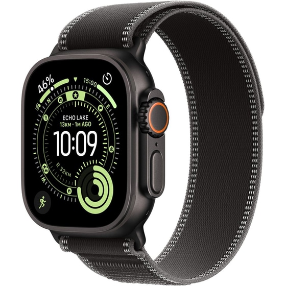 Apple Watch Ultra 3 GPS + Cellular 49mm Black Titanium Case with Black/Charcoal Trail Loop - S/M