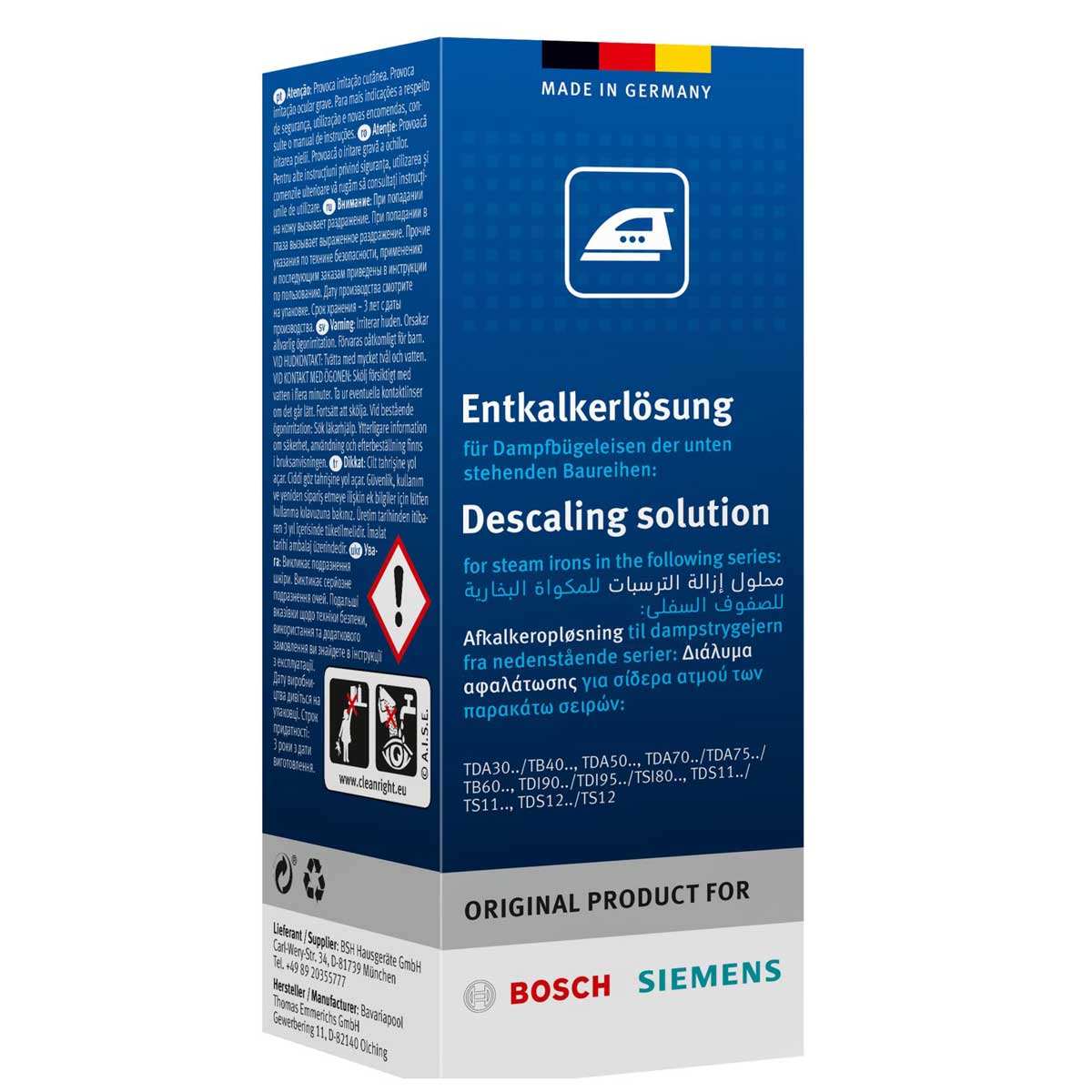 Bosch, Siemens 311972 Descaling solution for steam irons