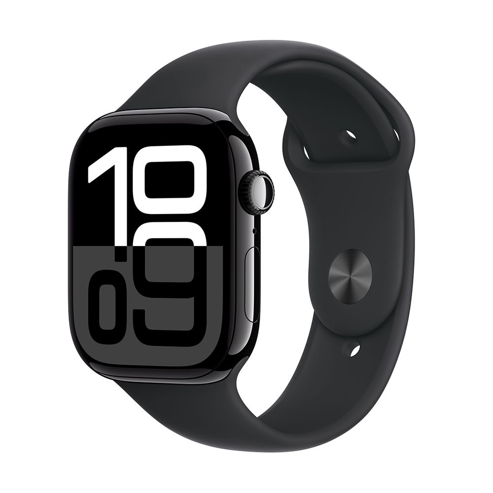 Apple Watch Series 10 GPS 46mm Jet Black Aluminium Case with Black Sport Band - S/M