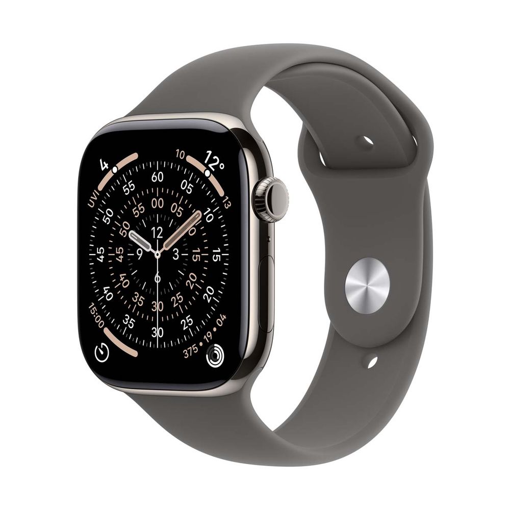 Apple Watch Series 11 GPS + Cellular 46mm Natural Titanium Case με Stone Grey Sport Band - M/L