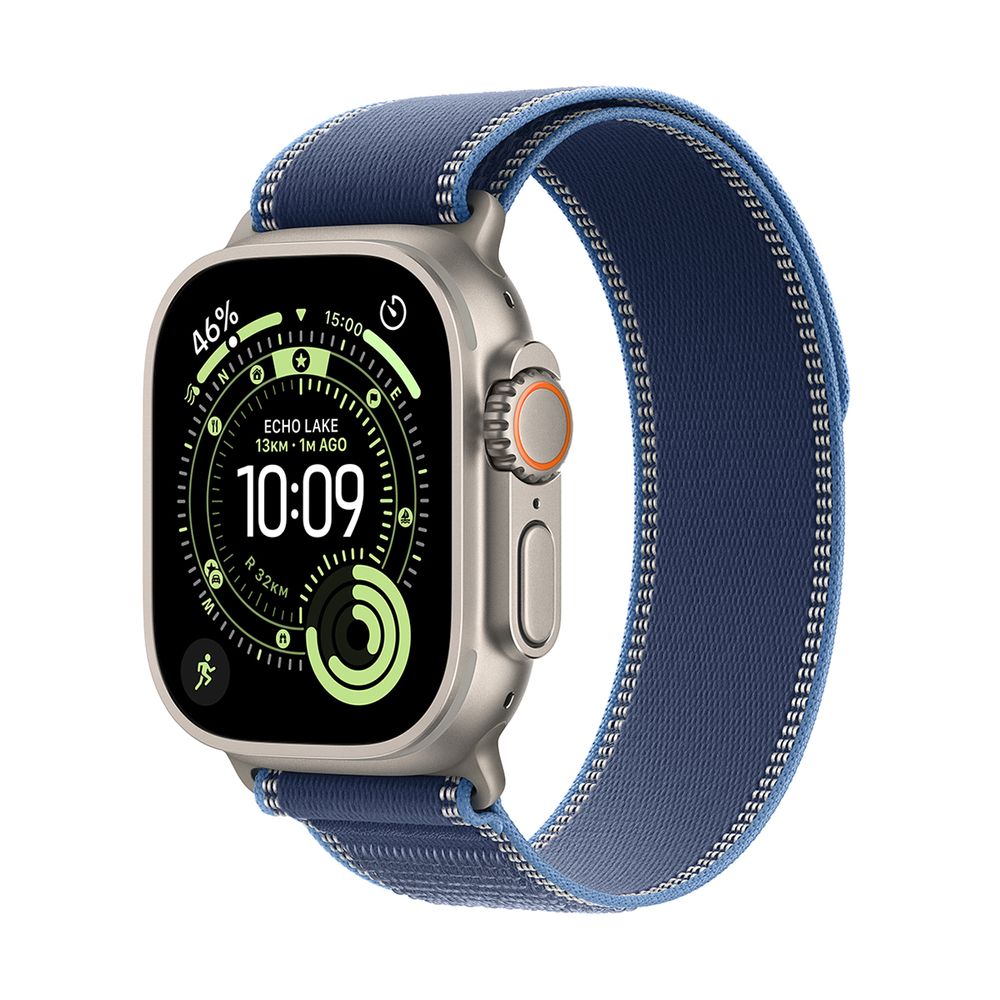 Apple Watch Ultra 3 GPS + Cellular 49mm Natural Titanium Case με Blue/Bright Blue Trail Loop - M/L
