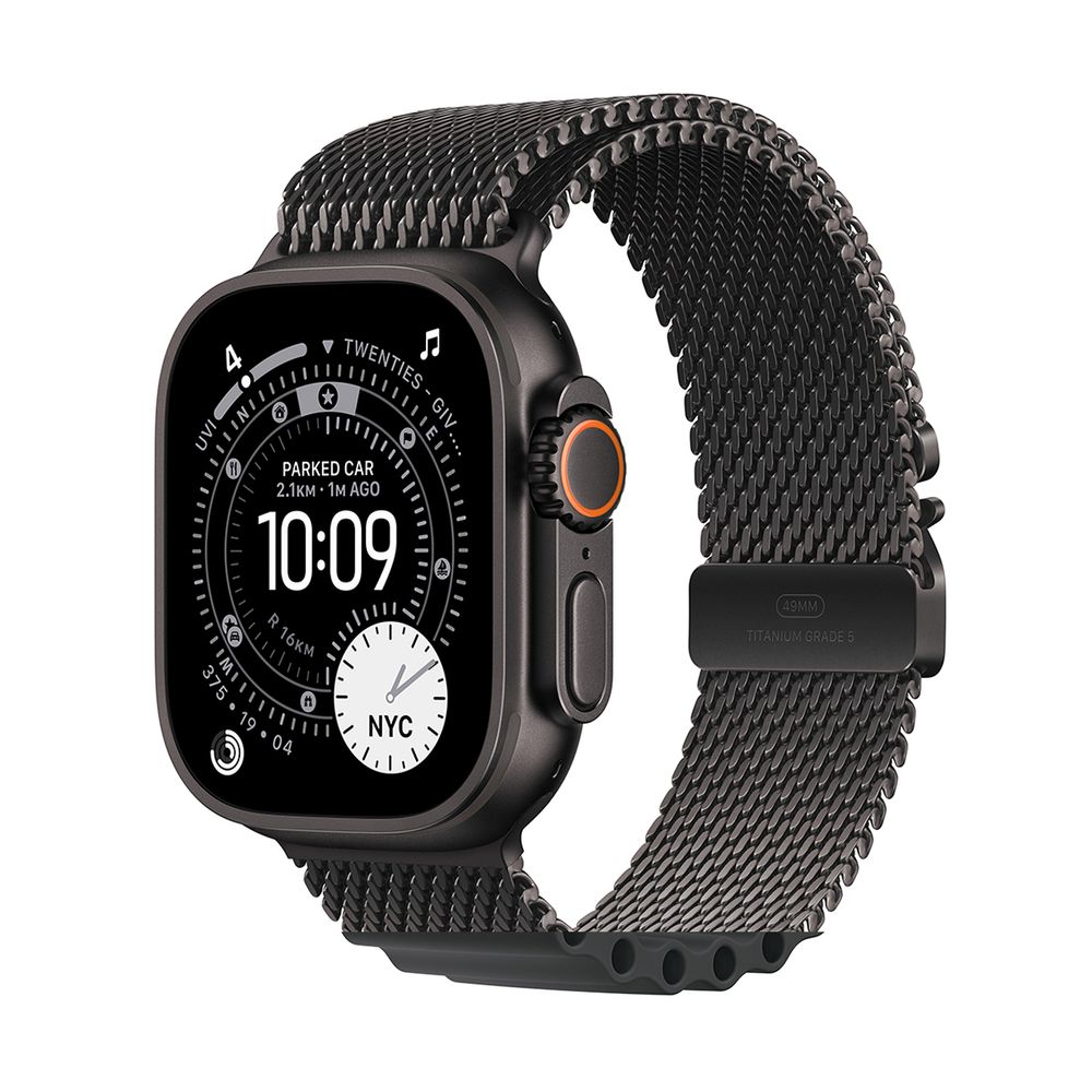 Apple Watch Ultra 3 GPS + Cellular 49mm Black Titanium Case με Black Titanium Milanese Loop - Large