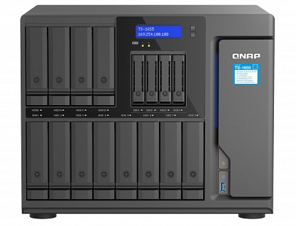 QNAP NAS 16-Bay Tower Intel Eight-Core, 8GB RAM, Triple PCIe Slots, Dual 2.5GbE Ports & SSD Caching TS-1655