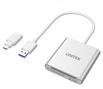 Unitek Y-9313D USB-A/C 3.0 Aluminium SD/Micro SD/CF Card Reader