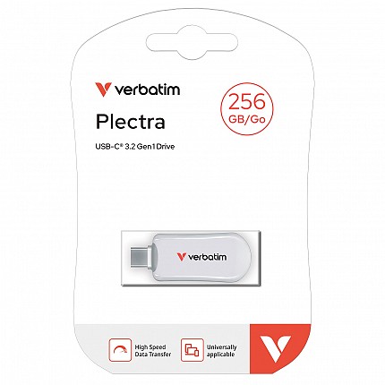 Verbatim USB Drive 3.2 PLECTRA USB-C 256GB White