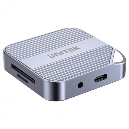 Unitek S1244C Card Reader with Magnet to Attach on Laptop/Phone + PD100W + 4K60Hz HDMI + Audio/Microphone