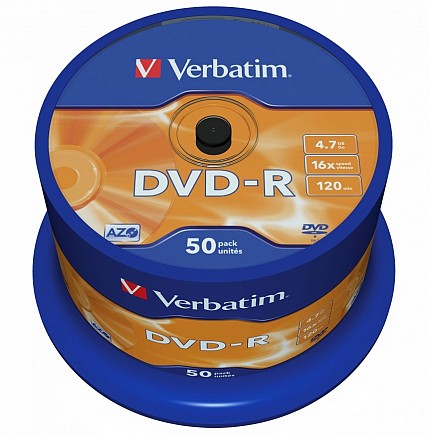 Verbatim DVD-R 4.7GB 16X 50-Pack Spindle Matt Silver 43548