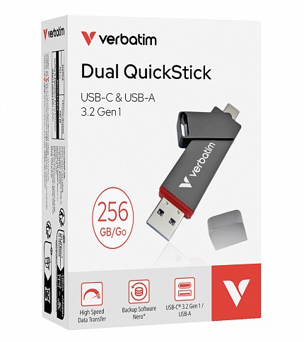 Verbatim USB Drive 3.2 Dual QuickStick USB-C/USB-A 256GB