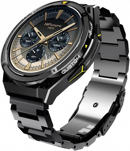 HiFuture Adventure GPS SmartWatch ACTIVE Black/Yellow with Stainless Steel + Silicone Bands