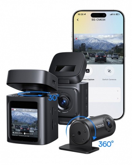 Baseus Car Dashcam Front 3K + Back 1080p Kit GPS+Solar PrimeTrip VD1 Black