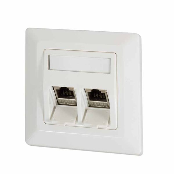 NK4021 FACEPLATE FOR 2 KEYSTONE JACKS 45° OUTLET PURE WHITE, LOGILINK