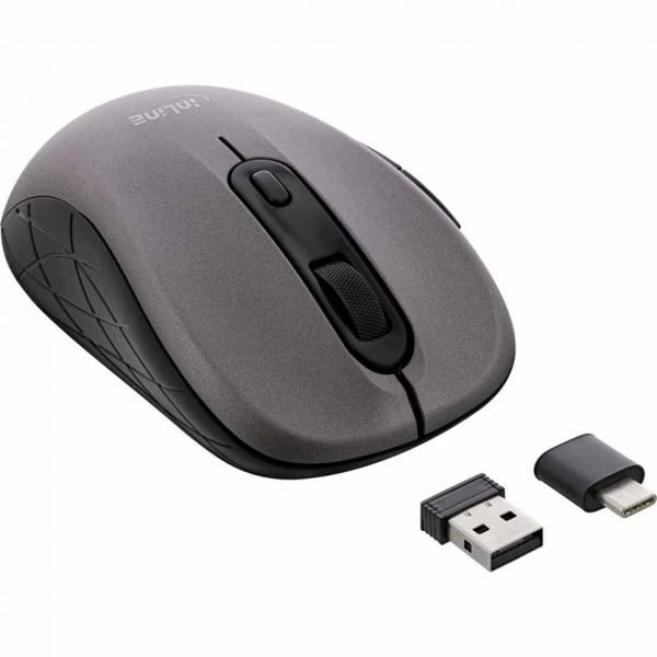 55363 MOUSE 3 IN 1, BLUETOOTH + 2x 2.4GHz, 5 BUTTONS GREY/BLACK INLINE