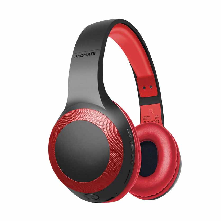 PROMATE LABOCA.RED HEADPHONES WIRELESS DEEP BASS OVER EAR