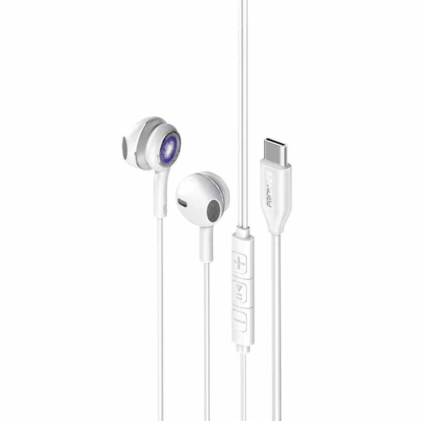PROMATE, LUMIBUDS-C.SILVER EARPHONES USB-C WIRED TRANSPARENT STEREO