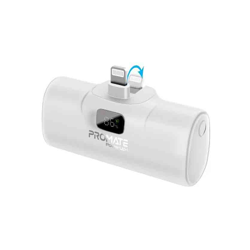PROMATE POWERUP-I.WHITE 5000mAh COMPACT FAST POWERBANK CONNECTOR