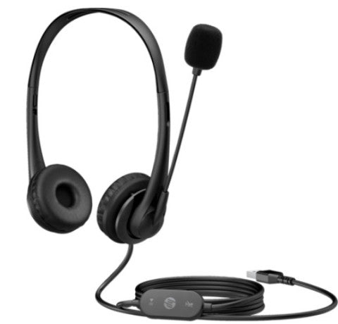 HP HEADSET G2, STEREO USB, HOLD ON CALLS, ADJUST HEAD STRAP, NOICE - CANCELLING, COMFOTRABLE DESIGN, EASY ADJUSTMENT, VEGAN LEATHER EARCUPS, USB-A PORT