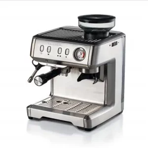 ARIETE METAL ESPRESSO COFFEE MACHINE WITH COFFEE GRINDER