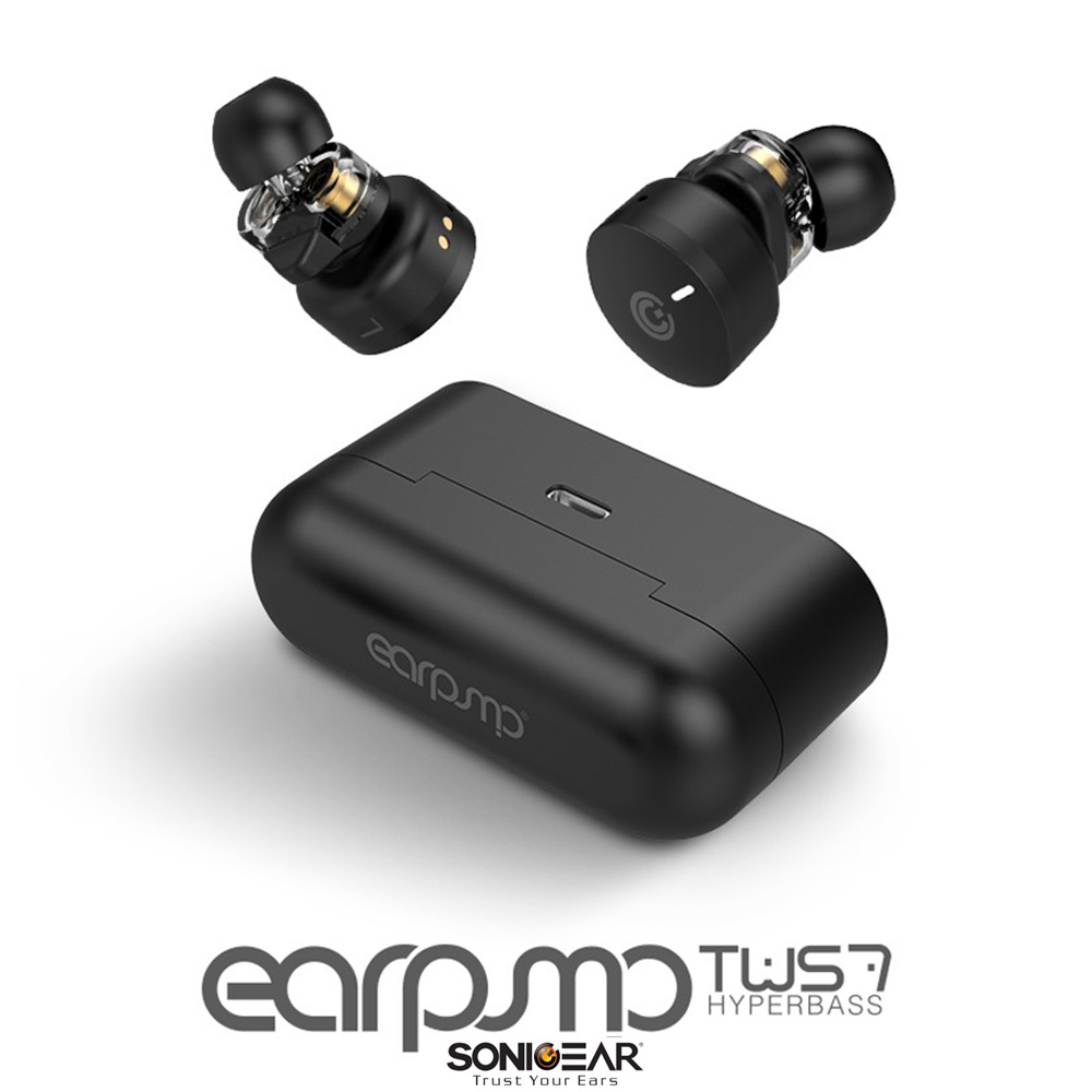 Bluetooth Earbuds SONICGEAR Earpumps True Wireless 7 Hyperbass TWS7B black