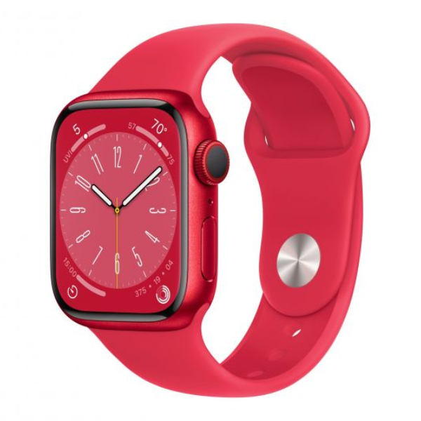 APPLE Watch Series 8 GPS 41mm, Αλουμίνιο με Κόκκινο Αθλητικό Λουράκι