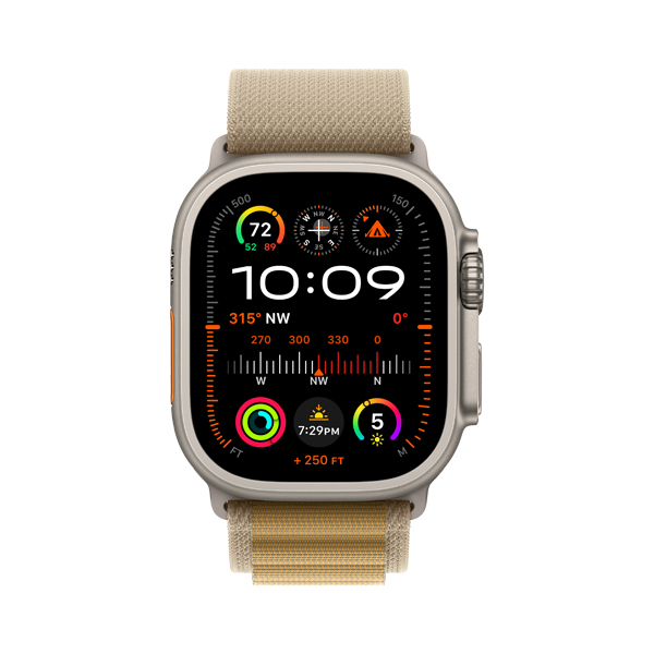 APPLE Smartwatch Ultra 2 GPS + Cellular 49mm, Φυσικό Titanium με Tan Alpine Λουράκι – Large