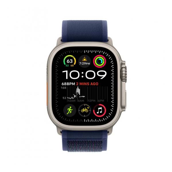 APPPLE Smartwatch Ultra 2 GPS + Cellular 49mm, Φυσικό Titanium με Blue Trail Λουράκι Loop- S/M