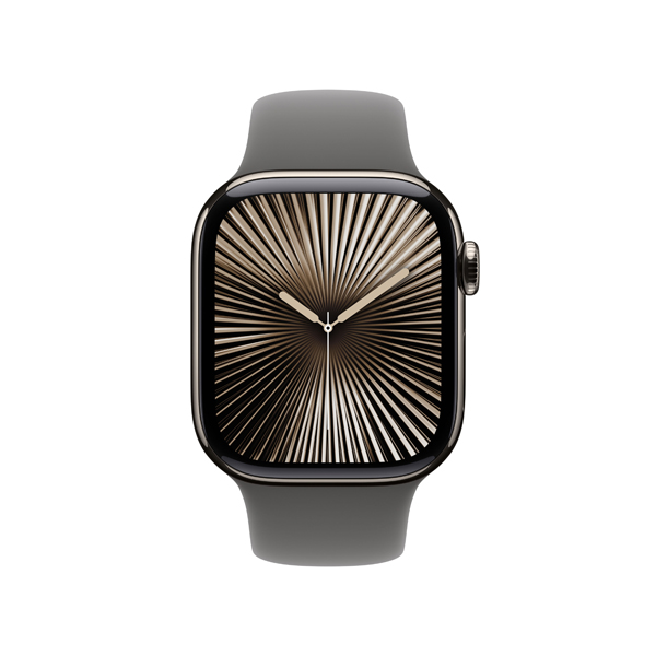 APPLE Smartwatch Series 10 GPS + Cellular 46mm, Natural Titanium με Stone Γκρίζο Sport Λουράκι, M/L