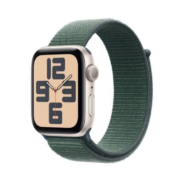 APPLE Smartwatch SE GPS 44mm, Starlight Αλουμίνιο με Lake Green Αθλητικό Λουράκι Loop