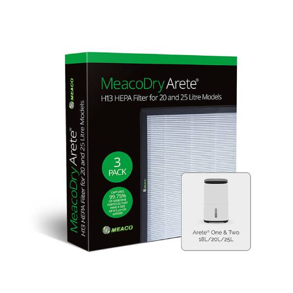 MEACO MeacoDry Arete H13 Hepa Filter for 20 & 25 Liter Dehumidifier 3 pcs