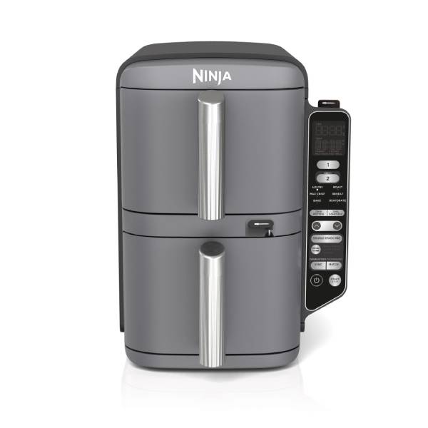 NINJA SL451EU Double Stack XL 2 Φριτέζα Αέρος με Στοιβαζόμενα Συρτάρια 9.5 Λίτρα, Γκρίζο