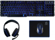 REBELTEC WIRED GAMING SET KEYBOARD  + HEADPHONES + MOUSE + MOUSE PAD SHERMAN