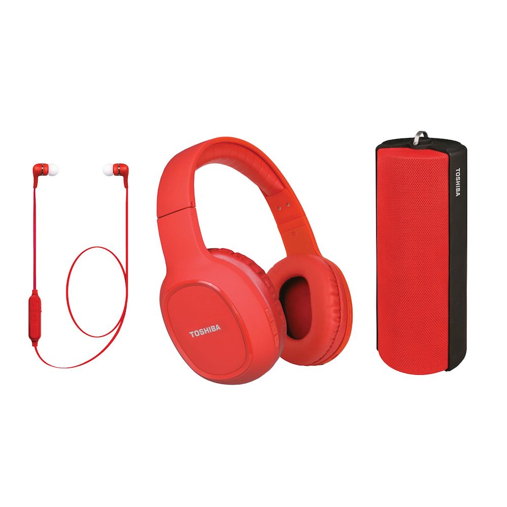 Portable Speaker TOSHIBA 3-in-1 Speaker + Headset + Earbuds TY-CM100-RED red