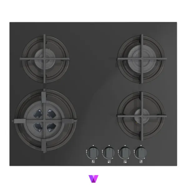 Super Gas Hobs - 60cm, Glass Black