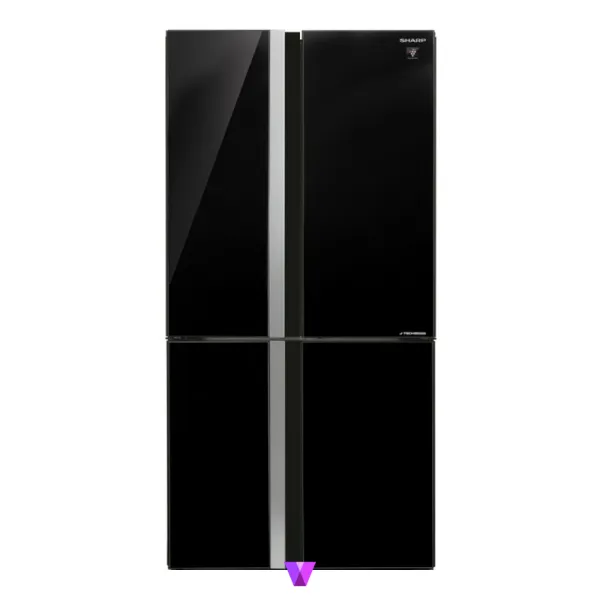 Sharp 4-Door Refrigerator - Glass Black