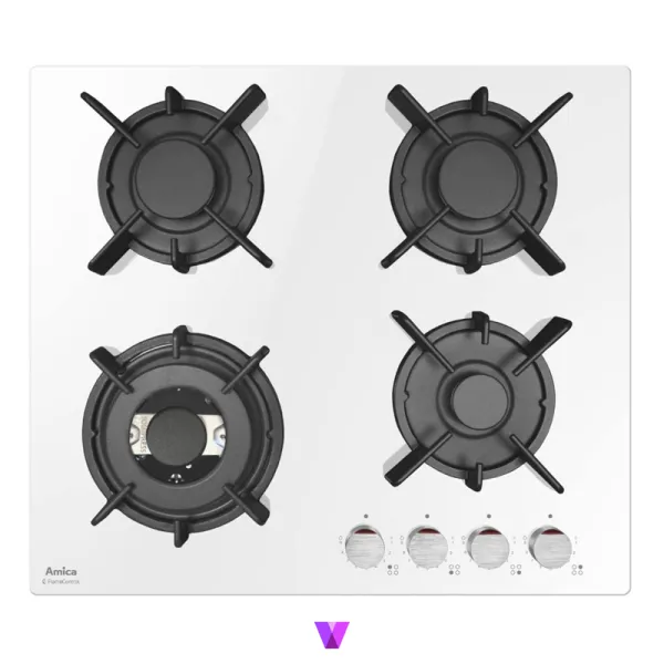 Amica Gas Hob - 60cm, Glass White